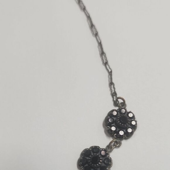 Liz Palacios SF Black Rhinestone Flower Link Necklace - Picture 4 of 6